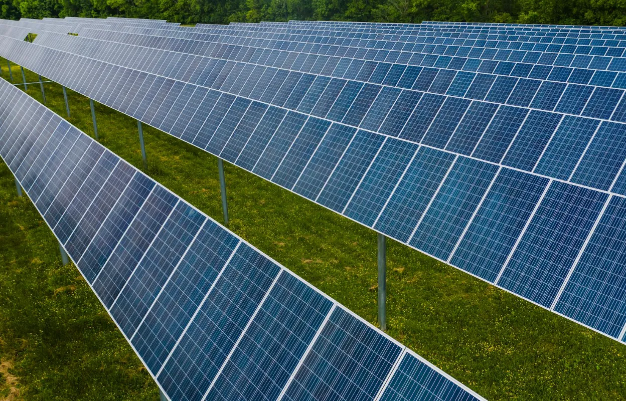 Commercial building with solar panels